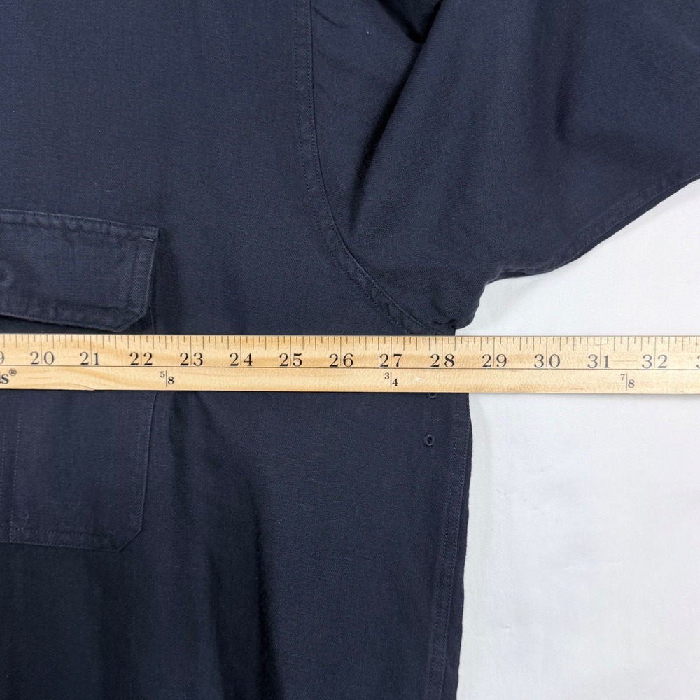 Nautica Short Sleeve Button Down Shirt 2XLT Navy Cotton Linen Pockets Coastal - Picture 5 of 7